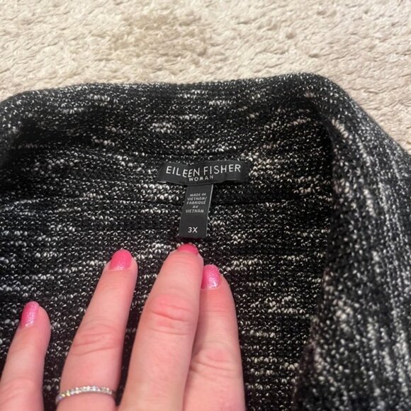 Eileen Fisher Charcoal and White Knit double breasted jacket 3X - Picture 4 of 7